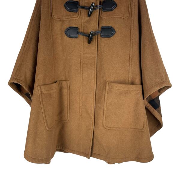 Coach Wool Blend Hooded Duffle Cape Coat Toggle Camel Brown Size M/L - Picture 5 of 14